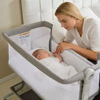 Berceau cododo 3-en-1 avec inclinaison anti-reflux, lit portable avec 6 hauteurs réglables, roulettes, filet et panier de rangement pour nouveau-né