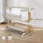 Berceau cododo 3-en-1 avec inclinaison anti-reflux, lit portable avec 6 hauteurs réglables, roulettes, filet et panier de rangement pour nouveau-né