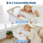 Berceau cododo 3-en-1 avec inclinaison anti-reflux, lit portable avec 6 hauteurs réglables, roulettes, filet et panier de rangement pour nouveau-né