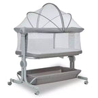 Berceau cododo 3-en-1 avec inclinaison anti-reflux, lit portable avec 6 hauteurs réglables, roulettes, filet et panier de rangement pour nouveau-né