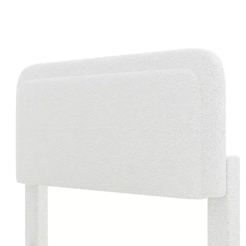 Cadre de lit plateforme rembourré grand lit/queen avec tête de lit à hauteur réglable, lit bas en boucle, blanc - ModernLuxe