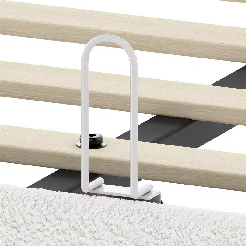Cadre de lit plateforme rembourré grand lit/queen avec tête de lit à hauteur réglable, lit bas en boucle, blanc - ModernLuxe