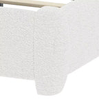 Cadre de lit plateforme rembourré grand lit/queen avec tête de lit à hauteur réglable, lit bas en boucle, blanc - ModernLuxe