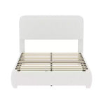 Cadre de lit plateforme rembourré grand lit/queen avec tête de lit à hauteur réglable, lit bas en boucle, blanc - ModernLuxe
