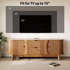 Meuble TV avec rangements, 2 portes et 2 tiroirs, console média pour TV jusqu'à 70 pouces