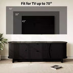 Meuble TV avec rangements, 2 portes et 2 tiroirs, console média pour TV jusqu'à 70 pouces