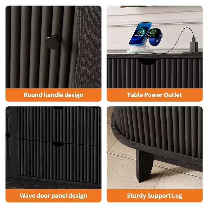 Meuble TV avec rangements, 2 portes et 2 tiroirs, console média pour TV jusqu'à 70 pouces