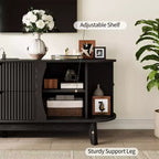Meuble TV avec rangements, 2 portes et 2 tiroirs, console média pour TV jusqu'à 70 pouces