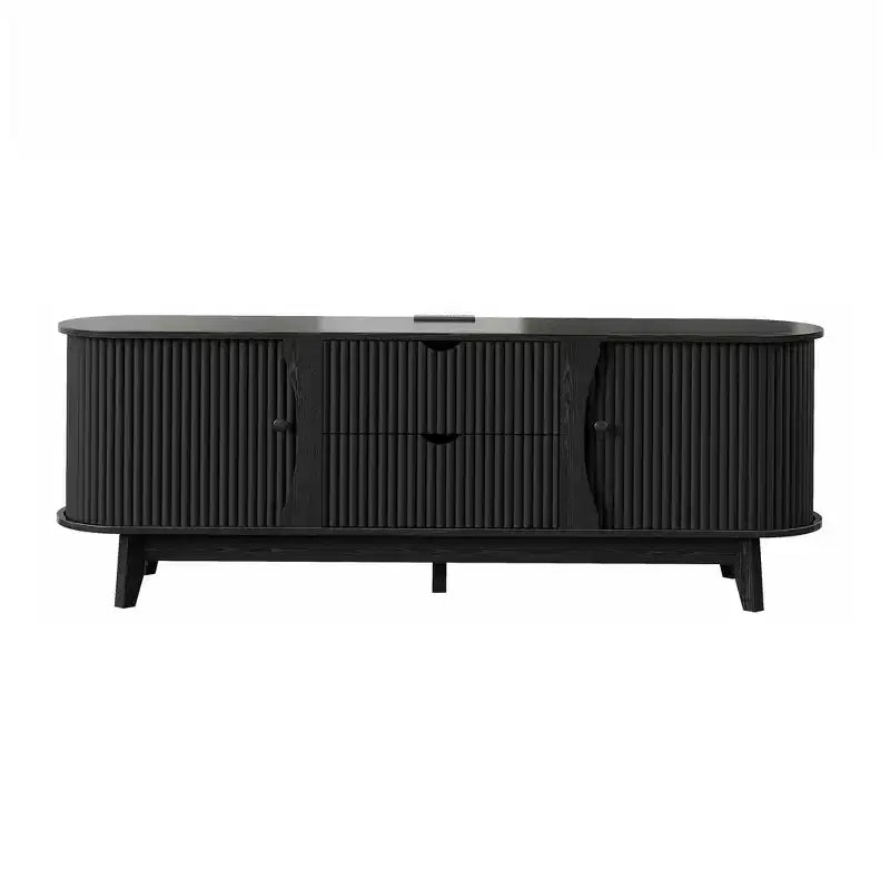 Meuble TV avec rangements, 2 portes et 2 tiroirs, console média pour TV jusqu'à 70 pouces