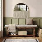 Banc d'entrée Lantine 55 en bois massif avec rangement à chaussures, banc de foyer rustique en bois brûlé avec étagère ouverte pour couloir, chambre, montage facile