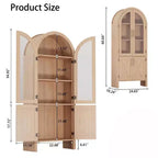 Vitrine Arched de 152 cm avec Portes Vitrées et Étagères Réglables, Meuble de Rangement Moderne en Bois pour Cuisine, Salle de Bain, Entrée et Salle à Manger