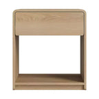 Zeus & Ruta – Lot de 2 tables de chevet de style moderne du milieu du siècle avec tiroir et étagère ouverte, tables de chevet à bords arrondis, chêne
