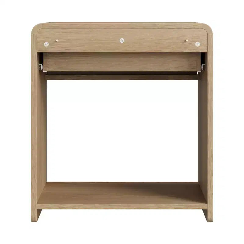 Zeus & Ruta – Lot de 2 tables de chevet de style moderne du milieu du siècle avec tiroir et étagère ouverte, tables de chevet à bords arrondis, chêne