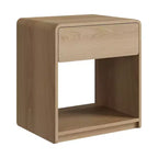 Zeus & Ruta – Lot de 2 tables de chevet de style moderne du milieu du siècle avec tiroir et étagère ouverte, tables de chevet à bords arrondis, chêne