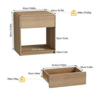 Zeus & Ruta – Lot de 2 tables de chevet de style moderne du milieu du siècle avec tiroir et étagère ouverte, tables de chevet à bords arrondis, chêne