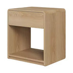 Zeus & Ruta – Lot de 2 tables de chevet de style moderne du milieu du siècle avec tiroir et étagère ouverte, tables de chevet à bords arrondis, chêne