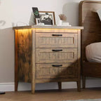 Table de chevet commode à 3 tiroirs avec station de charge et lumières, commode en bois moderne, meuble de rangement pour chambre et placard