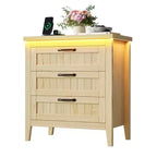 Table de chevet commode à 3 tiroirs avec station de charge et lumières, commode en bois moderne, meuble de rangement pour chambre et placard