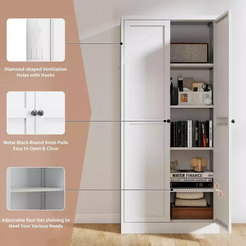 Étagère de cuisine en métal réglable de 61" avec 4 tablettes, organisateur de garde-manger autoportant robuste