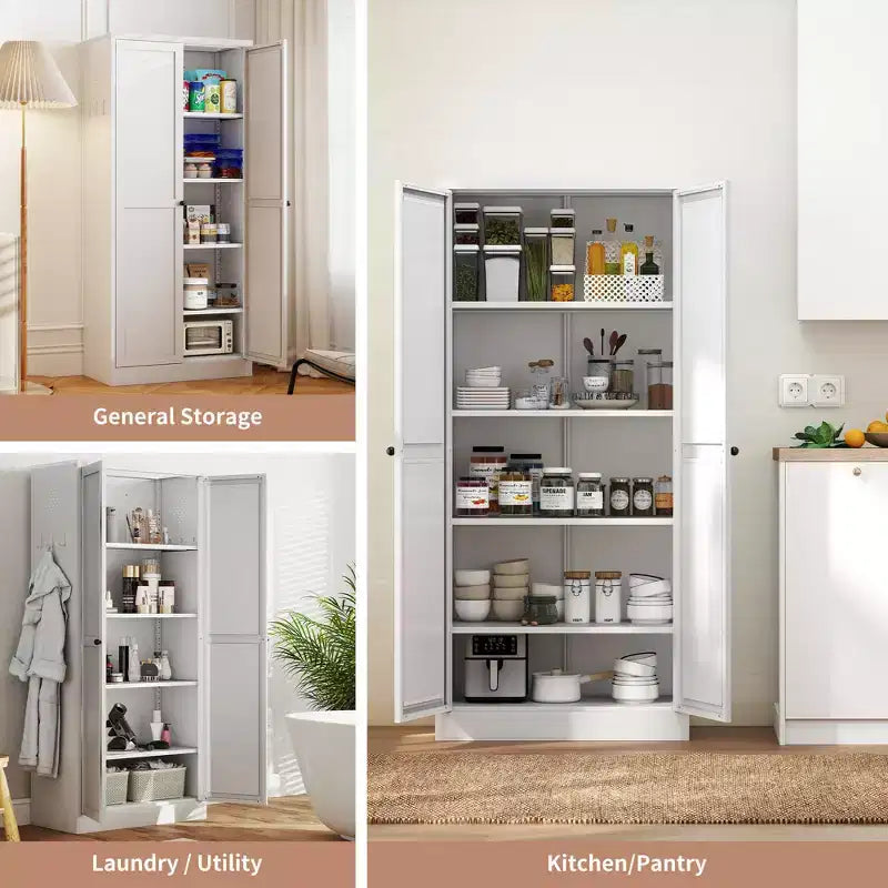 Étagère de cuisine en métal réglable de 61" avec 4 tablettes, organisateur de garde-manger autoportant robuste