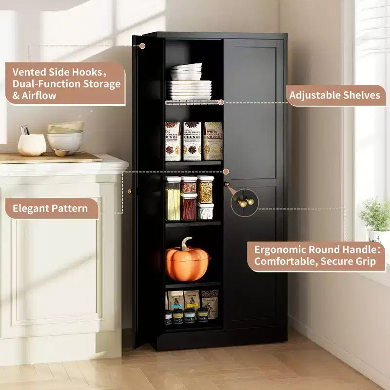 Étagère de cuisine en métal réglable de 61" avec 4 tablettes, organisateur de garde-manger autoportant robuste