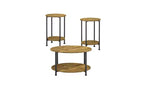 Ensemble de 3 tables basses et tables d'appoint, tables de salon rondes avec rangement, marron rustique