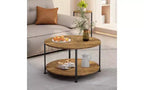 Ensemble de 3 tables basses et tables d'appoint, tables de salon rondes avec rangement, marron rustique