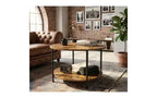 Ensemble de 3 tables basses et tables d'appoint, tables de salon rondes avec rangement, marron rustique