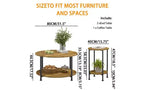 Ensemble de 3 tables basses et tables d'appoint, tables de salon rondes avec rangement, marron rustique