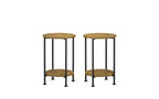 Ensemble de 3 tables basses et tables d'appoint, tables de salon rondes avec rangement, marron rustique