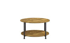 Ensemble de 3 tables basses et tables d'appoint, tables de salon rondes avec rangement, marron rustique