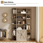 Étagère à 6 niveaux avec armoire de rangement, bibliothèque en bois de ferme de 190,5 cm de hauteur, organisateur d'étagères autoportant pour bureau à domicile et salon