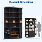 Étagère à 6 niveaux avec armoire de rangement, bibliothèque en bois de ferme de 190,5 cm de hauteur, organisateur d'étagères autoportant pour bureau à domicile et salon