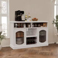 Buffet Cabinet with 2 Fluted Glass Doors & Wine Rack  Adjustable Shelves, Open Compartments, Modern Coffee Bar Cabinet for Kitchen, Living Room