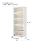 76 Vitrine avec portes en verre, étagère métallique à 5 niveaux pour objets de collection, vitrine moderne pour salon ou bureau-Panipeachy