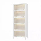 76 Vitrine avec portes en verre, étagère métallique à 5 niveaux pour objets de collection, vitrine moderne pour salon ou bureau-Panipeachy