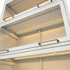 76 Vitrine avec portes en verre, étagère métallique à 5 niveaux pour objets de collection, vitrine moderne pour salon ou bureau-Panipeachy