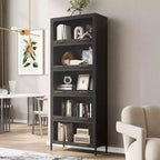 76 Vitrine avec portes en verre, étagère métallique à 5 niveaux pour objets de collection, vitrine moderne pour salon ou bureau-Panipeachy