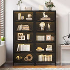 76 Vitrine avec portes en verre, étagère métallique à 5 niveaux pour objets de collection, vitrine moderne pour salon ou bureau-Panipeachy