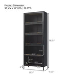 76 Vitrine avec portes en verre, étagère métallique à 5 niveaux pour objets de collection, vitrine moderne pour salon ou bureau-Panipeachy