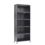 76 Vitrine avec portes en verre, étagère métallique à 5 niveaux pour objets de collection, vitrine moderne pour salon ou bureau-Panipeachy