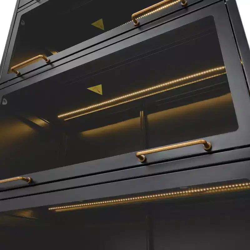 76 Vitrine avec portes en verre, étagère métallique à 5 niveaux pour objets de collection, vitrine moderne pour salon ou bureau-Panipeachy