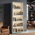 76 Vitrine avec portes en verre, étagère métallique à 5 niveaux pour objets de collection, vitrine moderne pour salon ou bureau-Panipeachy