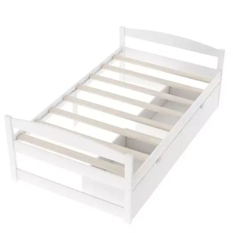 Lit Plateforme en Bois Taille Jumeau FAMYYT ?Avec 2 Tiroirs, Montage Facile