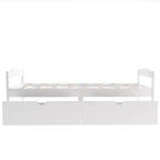 Lit Plateforme en Bois Taille Jumeau FAMYYT ?Avec 2 Tiroirs, Montage Facile