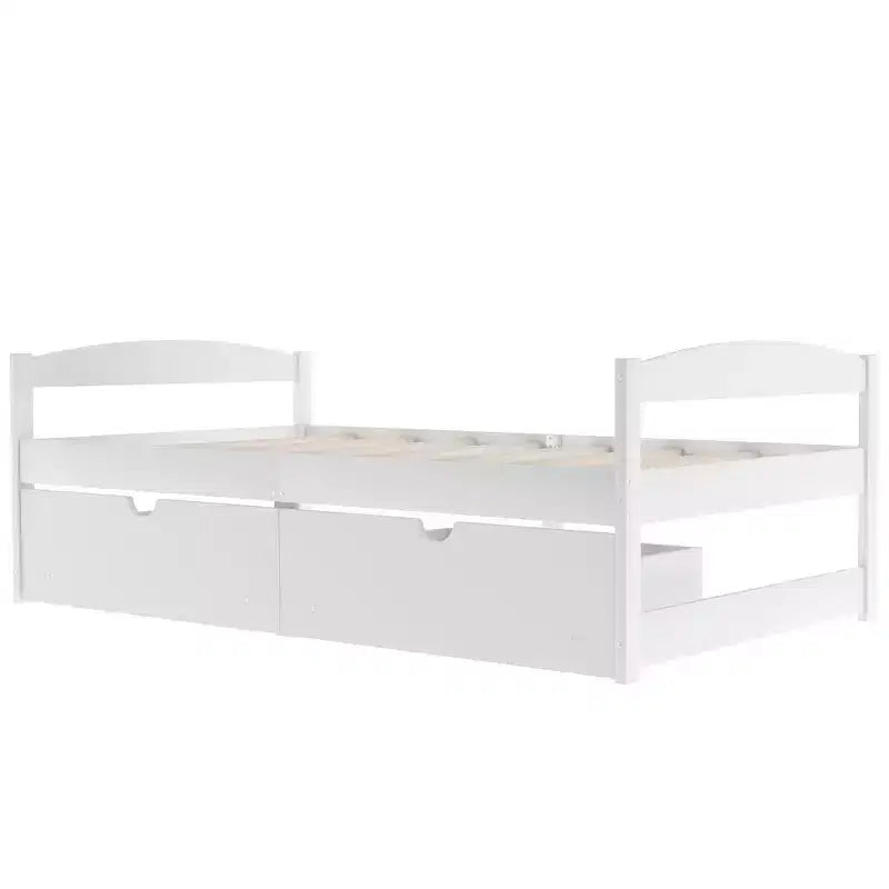 Lit Plateforme en Bois Taille Jumeau FAMYYT ?Avec 2 Tiroirs, Montage Facile