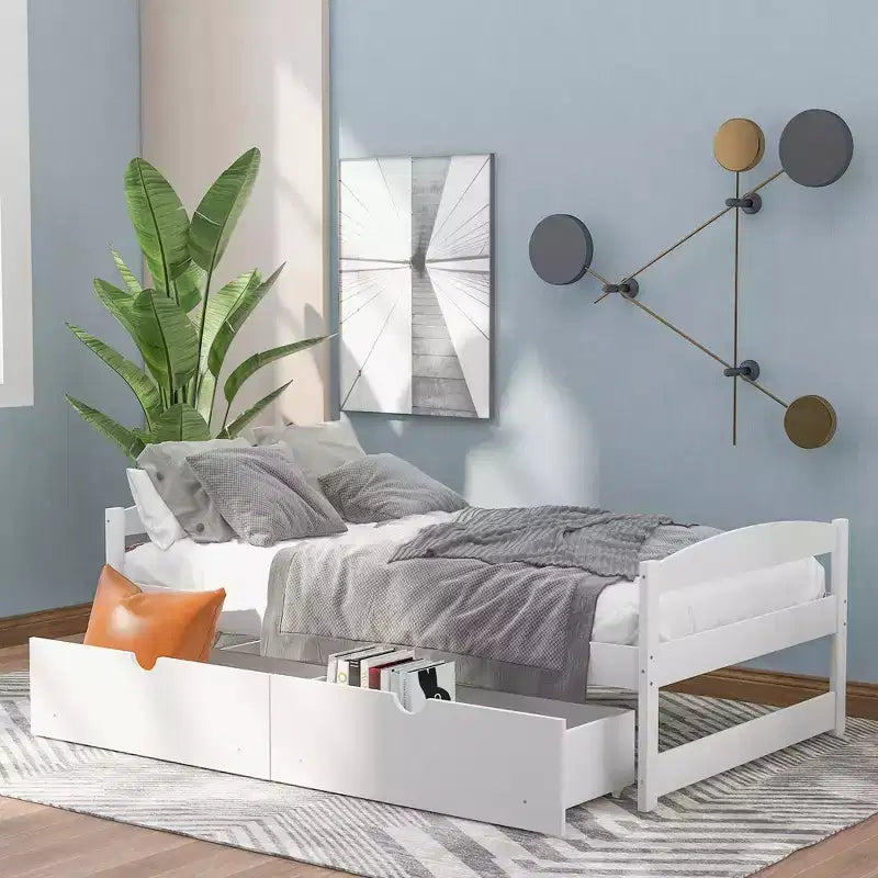 Lit Plateforme en Bois Taille Jumeau FAMYYT ?Avec 2 Tiroirs, Montage Facile