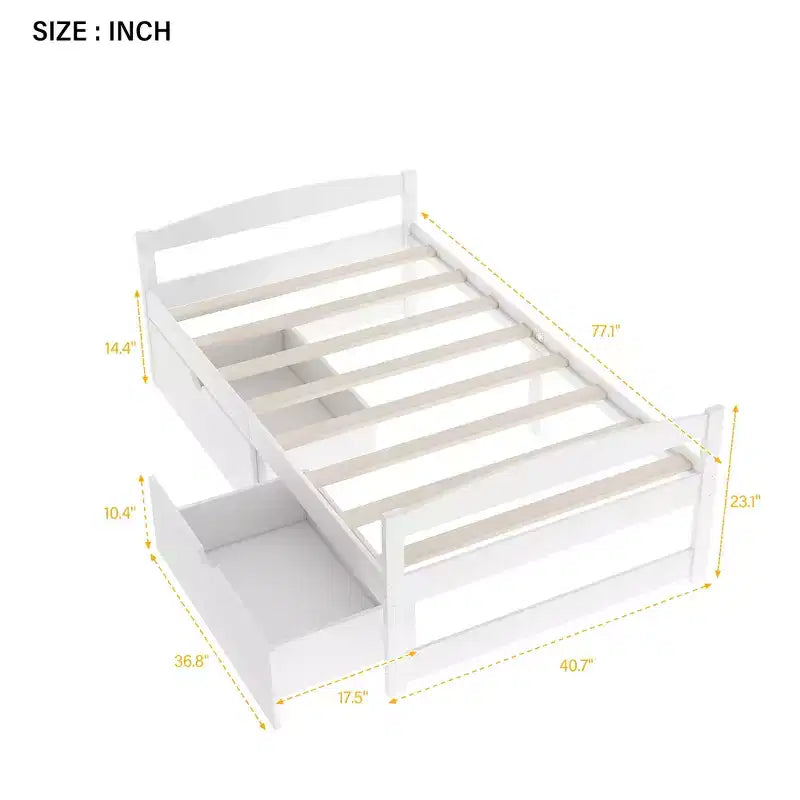Lit Plateforme en Bois Taille Jumeau FAMYYT ?Avec 2 Tiroirs, Montage Facile
