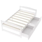 Lit Plateforme en Bois Taille Jumeau FAMYYT ?Avec 2 Tiroirs, Montage Facile