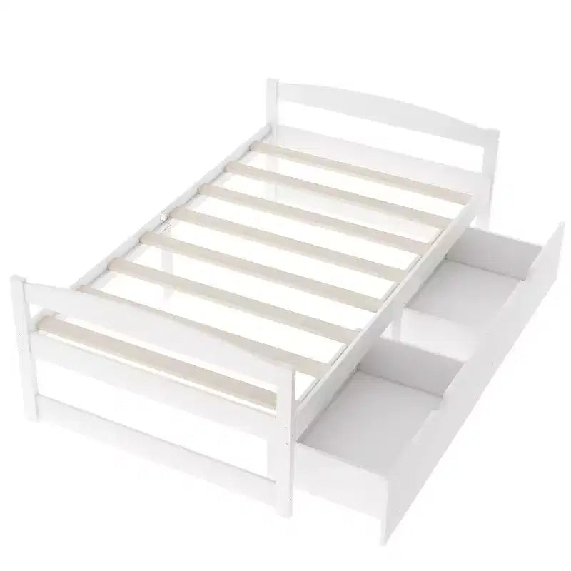 Lit Plateforme en Bois Taille Jumeau FAMYYT ?Avec 2 Tiroirs, Montage Facile